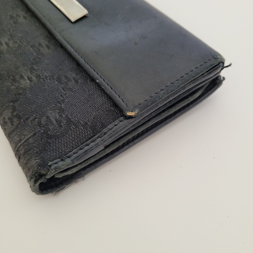 Gucci GG Monogram Long Wallet Black Canvas Leather Logo Bar 035-213313-2150 - Picture 15 of 15
